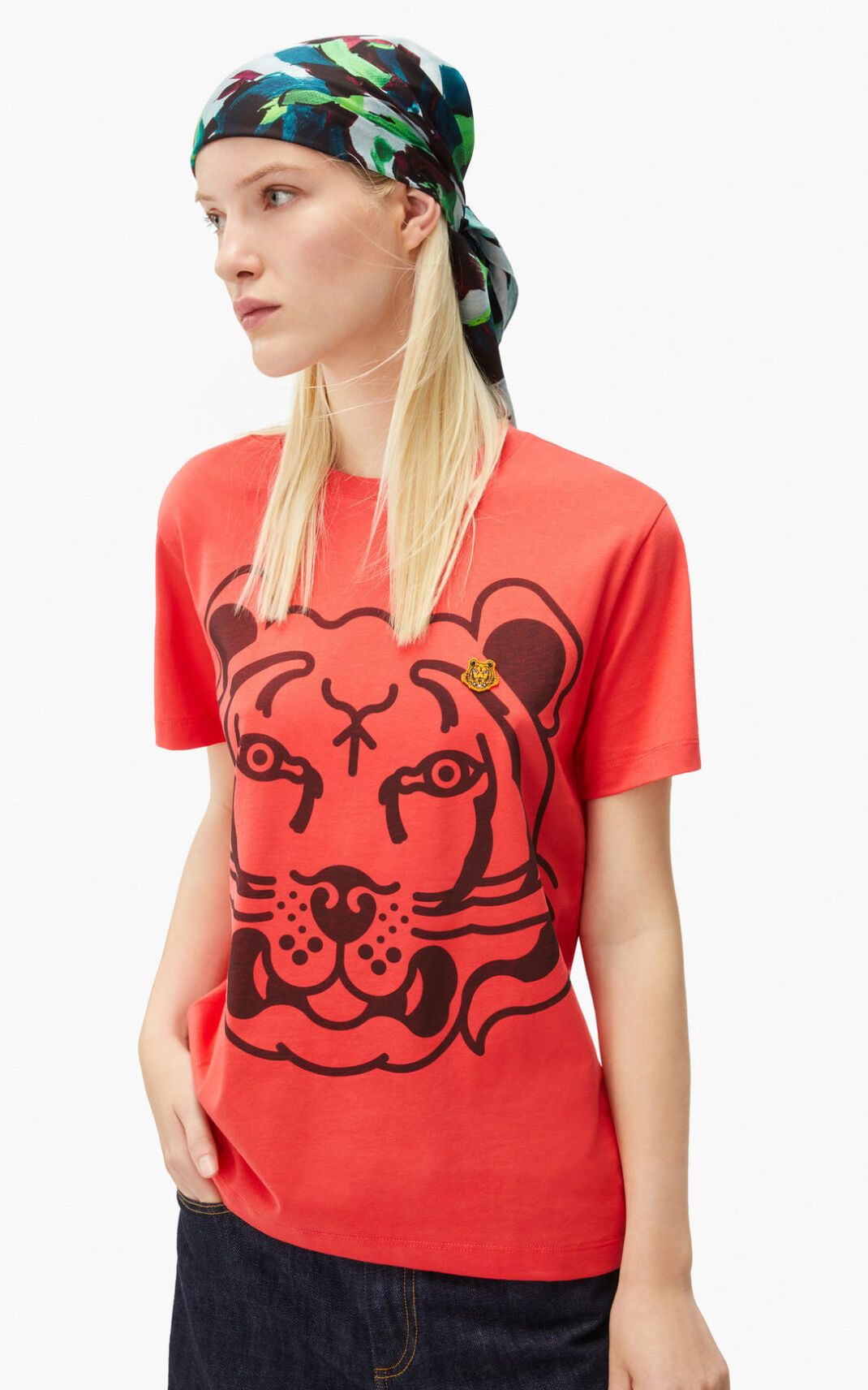 Kenzo K Tiger loose fitting Ženska Majice Rdeča SI-8812466